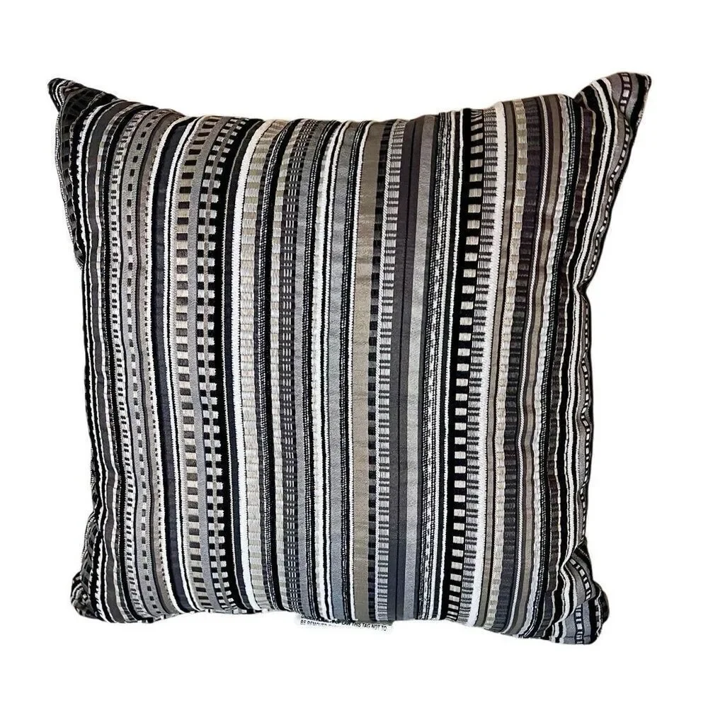 Ashley Furniture Black White & Gray Striped Zip Pillows Set of 2 EC Used on TV